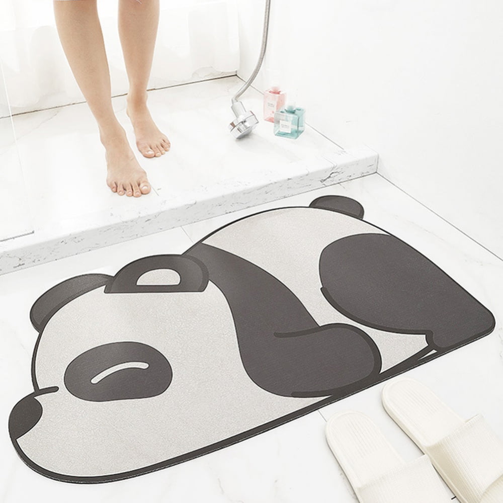 Hand painted panda Absorbent Flannel Bath Bathroom Shower Mat Rug Non-Slip 