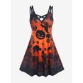 thumbnail image 1 of Rosegal Women's Halloween Pumpkin Ghosts Bats Skulls Printed Crisscross A Line Dress, 1 of 5
