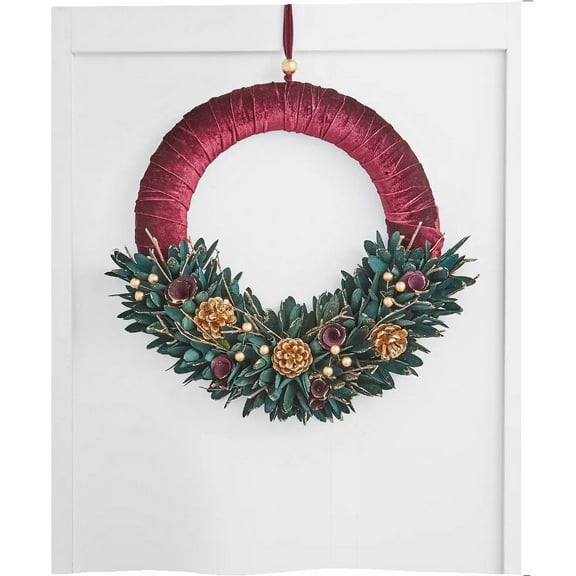 Holiday Lane Evergreen Dreams Floral Leaf Wreath