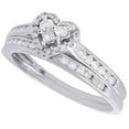 thumbnail image 3 of 10K White Gold Wedding Bridal Set Princess Diamond Heart Engagement Ring 0.55 Ct, 3 of 5
