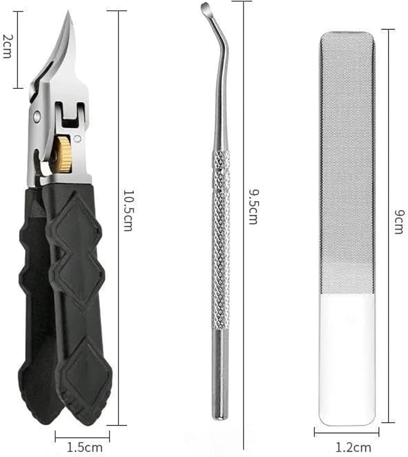 Black Anti-Slip Grip Gear Lock Nail Clipper Set with Ultra-Sharp Tips for Precise Access to Nail Grooves, Wide Jaw Opening Anti-Splash Slanted Nails Clipper for Clippers Thick Nails