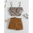 thumbnail image 3 of Bagilaanoe 3Pcs Toddler Baby Girls Skirt Set Leopard Print Sleeveless Camisole Tops + PU Leather Skirt 1T 2T 3T 4T 5T 6T Kids Casual Outfits, 3 of 9