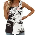 thumbnail image 2 of DeHolifer Women's Tank Top Sleeveless Square Neck Floral Print Loose Fit Casual Tank Top Summer Fashion Flowy Blouse White L, 2 of 5