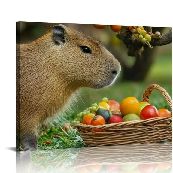 FCXZI Capybara Canvas Prints Wall Art Ready To Hang Home Decor 16x12in