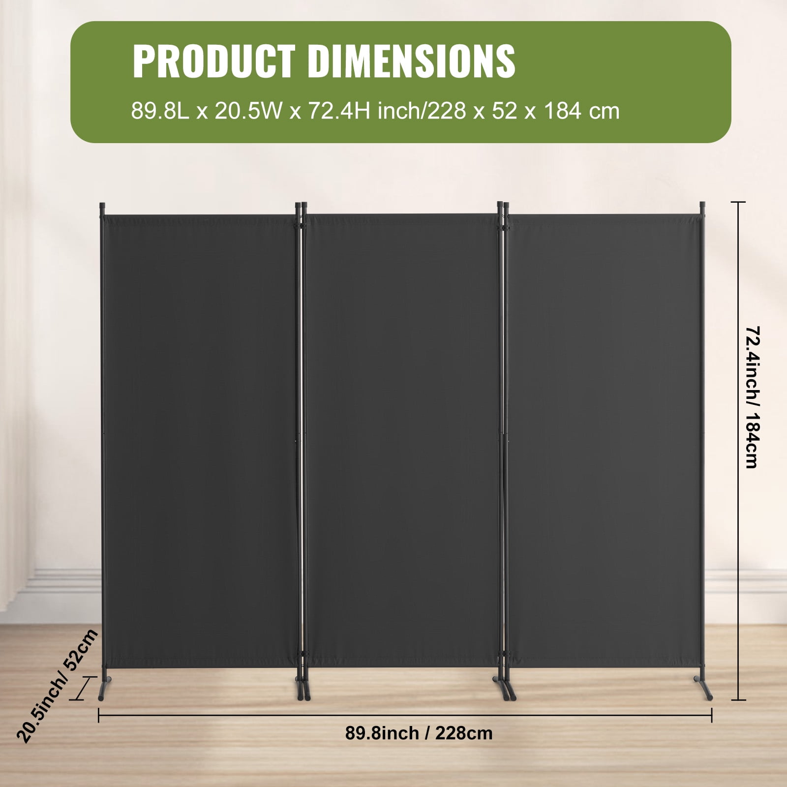 KFFKFF 3 Panel Room Dividers, Foldable 89*72 Inch Privacy Panels, Cloth Sectional Dividers for Workspace, Bedroom, Meal Space, Study Room