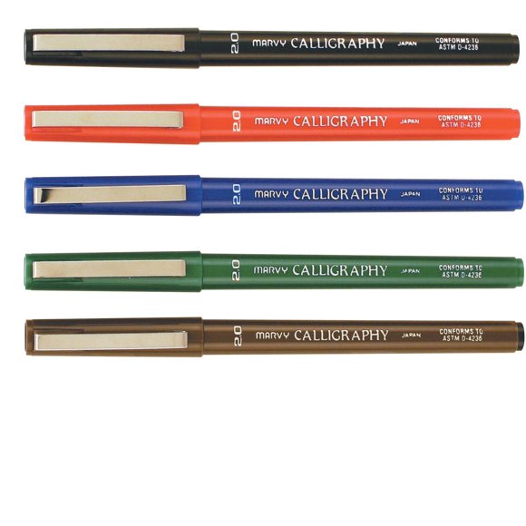 Marcadores Marvy Uchida para caligrafía, punta fina de 2 mm, set de 5
