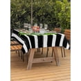 thumbnail image 2 of Outdoor Tablecloth with Umbrella Hole and Zipper, Flower Wreath Rectangle Table Cloth 60x84 Inch Waterproof Tablecloth, Farmhouses Bow-Knot Black Stripes Picnic Table Cover for Patio Camping, 2 of 7