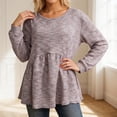 thumbnail image 2 of Tisuna Fall T-Shirts For Women Trendy Solid Color Crewneck Tops Ladies Daily Lounging Tee Shirts Size Xxl, 2 of 6