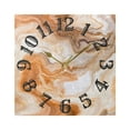 thumbnail image 5 of Orange Marble Wall Clock Square Silent Non Ticking Battery Operated Clock for Home Bathroom Kitchen Bedroom Living Room, 5 of 8