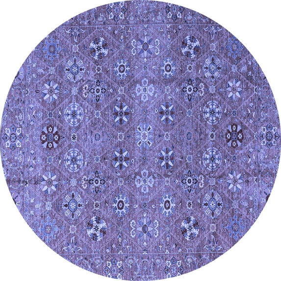 Ahgly Company Indoor Round Abstract Blue Modern Area Rugs, 7' Round