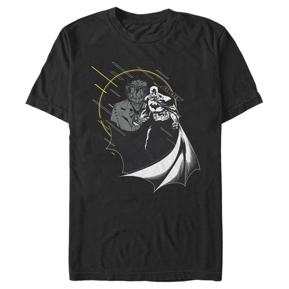 Men's Batman The Caped Crusader and Joker  Graphic Tee Black Medium