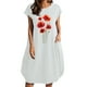 thumbnail image 1 of Vestido estampado de cuello redondo de manga corta de color sólido para mujer con bolsillos Vestido a media pierna Fridja  bnh1914, 1 of 4