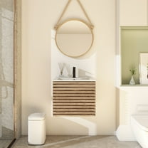 Eclife 24-Inch Wall-Mounted Single Bathroom Vanity with Ceramic Top, Faucet