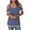 Blue, variant on Women's Off-Shoulder Fitted Striped Tee – Slim Casual Crew Neck T-Shirt with Colorful Summer Stripes for Everyday Wear