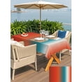 thumbnail image 5 of Outdoor Tablecloth with Umbrella Hole for Patio/Picnic/Party/Camping, Red Teal Orange Ombre Waterproof Table Cloth Rectangle Table Cover Washable, Modern Art Aesthetics Abstract (60"x 102"), 5 of 8