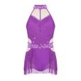 thumbnail image 1 of Yhong Robe de Danse Latine à Franges pour Filles, Justaucorps Sans Manches Scintillant, Jupe à Franges, Tenue de Danse Tango Rumba Samba Violette 16, 1 of 5