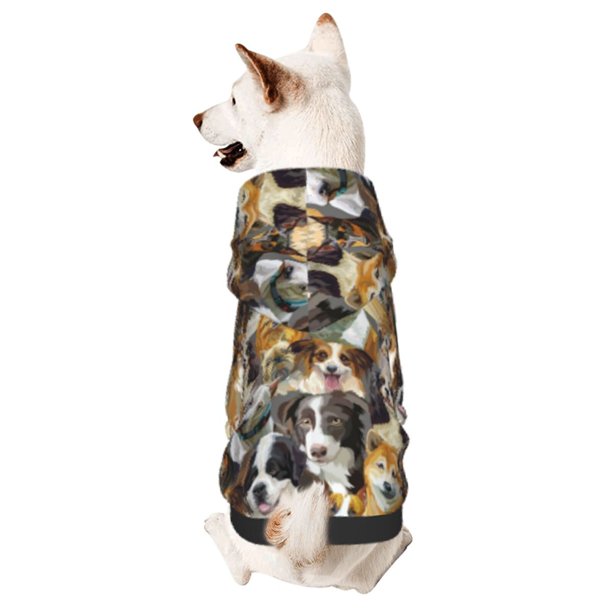 Fotbe Cute Dog Sudadera con Estampado para Perros Pequeños – Suéter con Capucha para Mascotas, Tela Suave de Forro Polar con Bolsillo-XX-Large