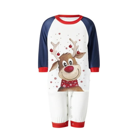 

Matching Family Christmas Pajamas Set Long Sleeve Cute Elk Tops + Lights Print Pants Set/Romper Sleepwear