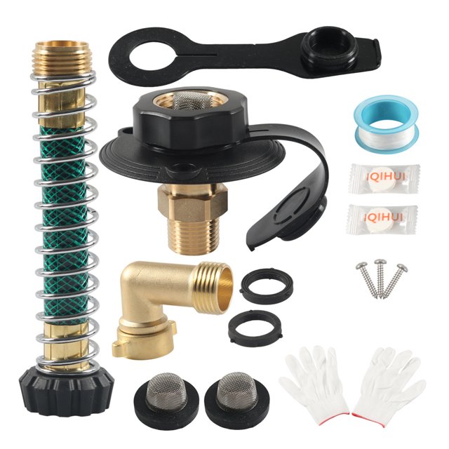 fastboy RV City Water Inlet Connection Built In Brass Check Valves Rv Accessories Rv Convenient Hose Elbow Black