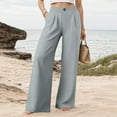 thumbnail image 2 of vigerkar Wide Leg Pants for Women Cotton Linen Business Casual Long Trousers Palazzo Pants with Pockets Grey, M, 2 of 7