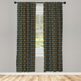 thumbnail image 4 of Ambesonne Bicycle Window Curtains, Colorful Bike Pattern Print, Each 28" W x 63" L, Vermilion Dimgray Mustard, 4 of 4