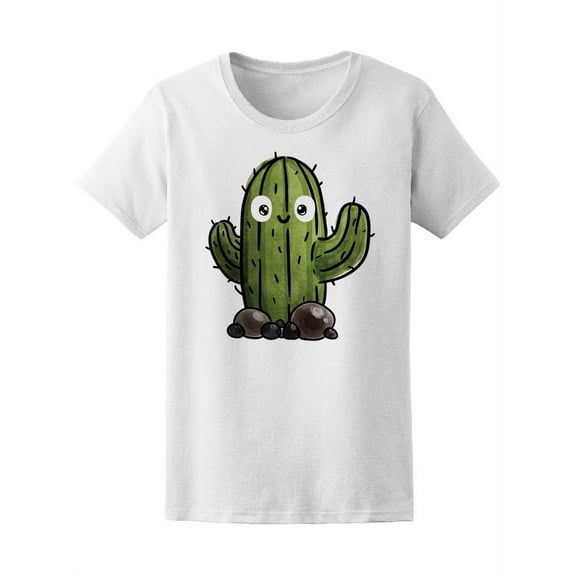 Watercolor Cute Cactus T-Shirt Women -Image by Shutterstock, Female Small
