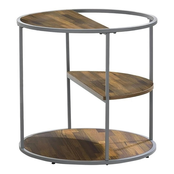 Furniture of America Marquesa Contemporary Wood Round End Table in Gray