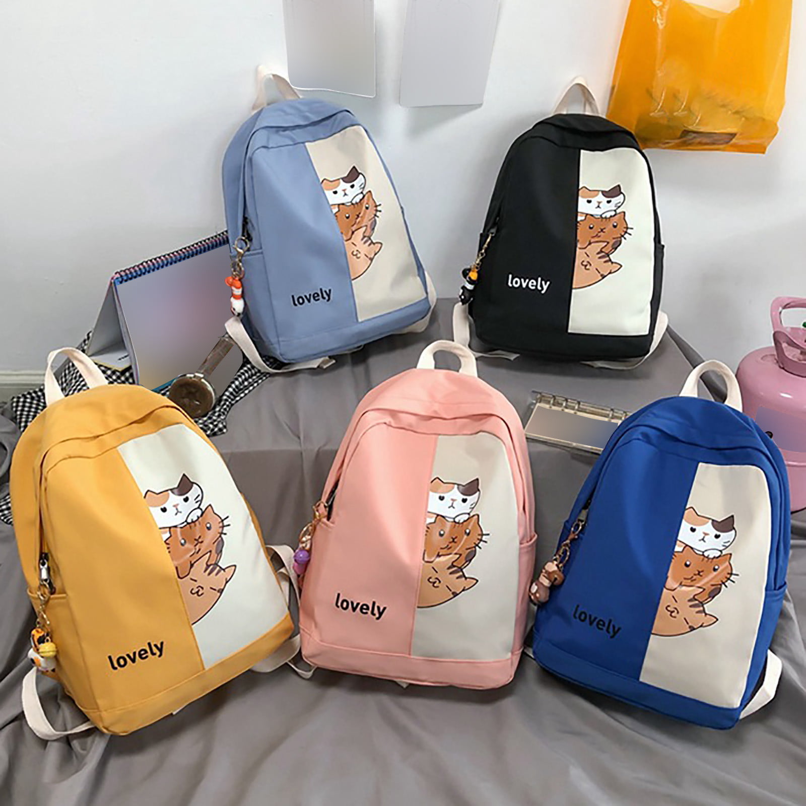 Fishpond Vest Backpack Girls Korean Cartoon Cat Schoolbag Backpack