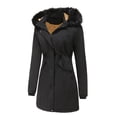 thumbnail image 6 of Women's Heavyweight Hooded Overcoat Winter Warm Lined Outerwear Coat with Secure Side Pockets, 6 of 8