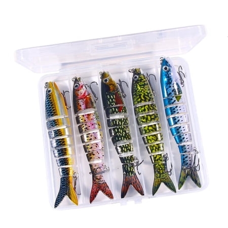 YIGSECU 5Pcs Fishing Multiple Sections Baits Saltwater Artificial Fish Lures Swimbaits