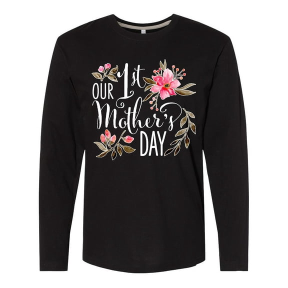 Inktastic Our First Mother's Day- pink flowers Long Sleeve T-Shirt