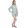 thumbnail image 2 of Bimba Women Full Sleeve Feather Print Sleepwear Shirt And Shorts 2 Pcs Set - 4, 2 of 5