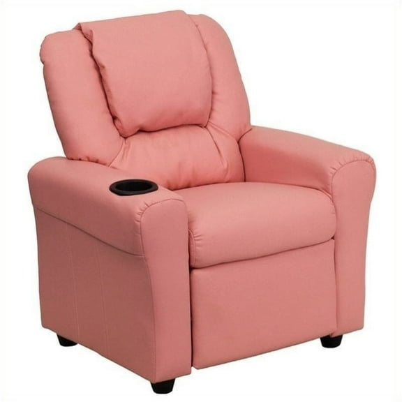 Bowery Hill Kids Faux Leather Recliner in Pink