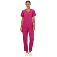 thumbnail image 5 of Minjewel Women's Short Sleeve V-Neck Two-Piece Scrub Set with Pockets, Comfortable Scrubs for Women Healthcare Workers, Hospital Duty & Caregiver Attire,Hot Pink L, 5 of 5