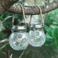 thumbnail image 6 of Solar Glass Globe Lantern Hemp Rope Hanging Lantern Outdoor Waterproof Garden Light Wishing Light Landscape Light for Tree Party (spherical), 6 of 7