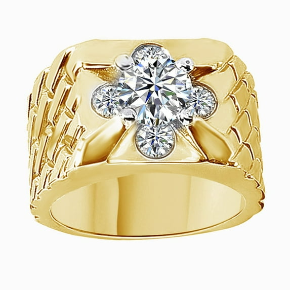 White Cubic Zirconia Band Ring For Men's In 14k Yellow Gold Over Sterling Silver (2.3 Cttw)