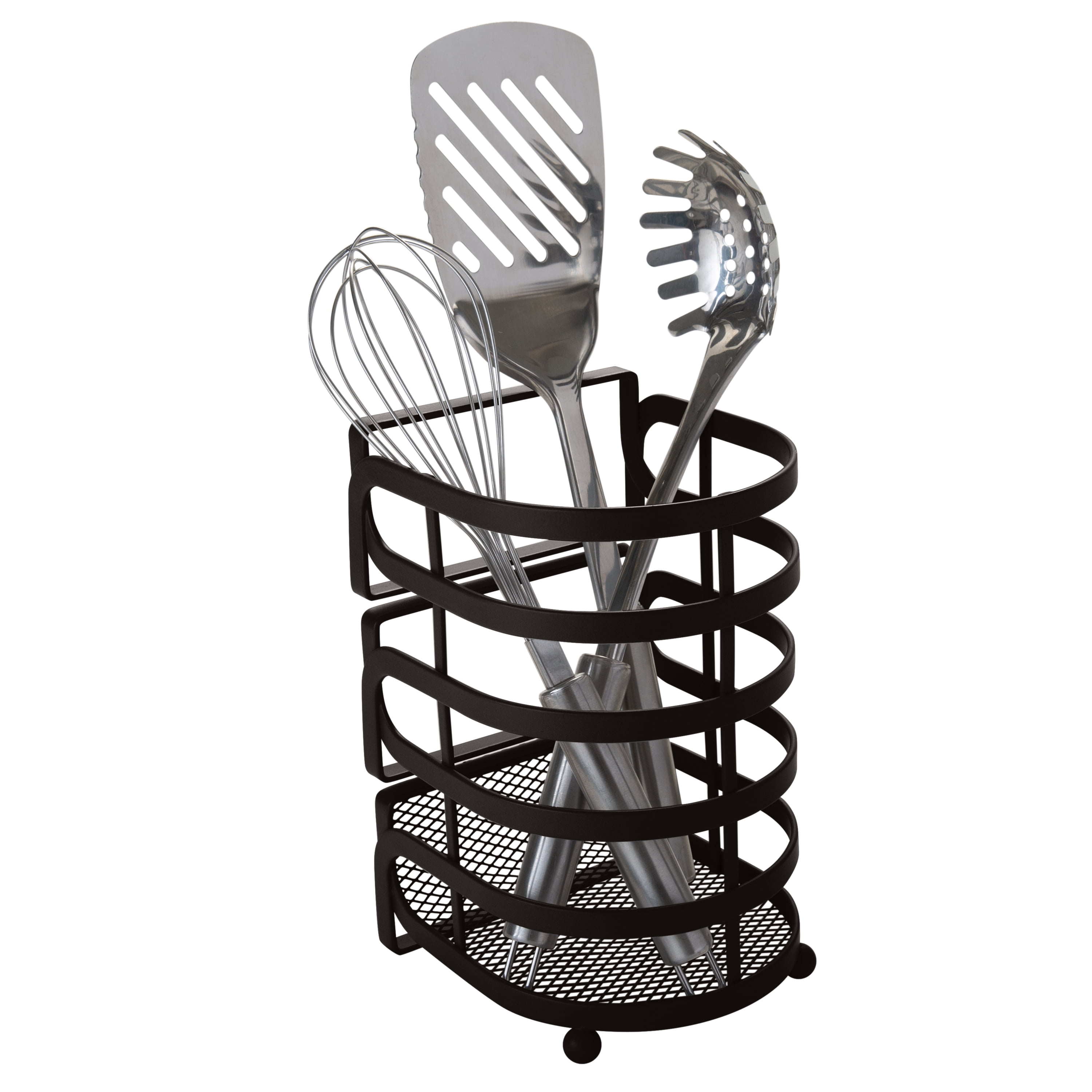 Kitchen Details Industrial Collection Cooking Utensil Basket in Matte Black