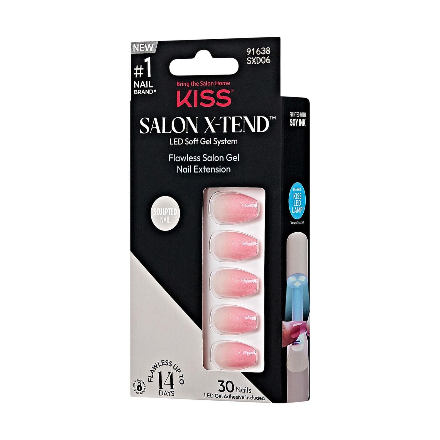KISS Salon X-tend LED Soft Gel System, Detox, Medium Coffin