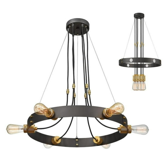 6 Light Chandelier in Architectural Style 24 inches Wide By 2.5 inches High Bailey Street Home 372-Bel-2272653