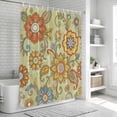 thumbnail image 6 of Gray Green Boho Floral Shower Curtain, Waterproof Shower Curtains for Bathroom, Vintage Abstract Art Ethnic Flowers Washable Fabric Bathtub Curtain Set Bath Decor with 12 Hooks Long 72"x84", 6 of 8