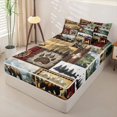 thumbnail image 2 of Erosebridal Mountain Timber Pattern Zipper Full Size Comforter Sets with Fitted Sheet and 2 Pillowcases,Pinecone Paw Print Zipper Bedding Set,Red Tan Teal,Black Reversible, 2 of 6