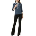 thumbnail image 2 of Allegra K Women's Tie V Neck Half Sleeve Button Cuffs Work Office Shirt Elegant Blouses, 2 of 6