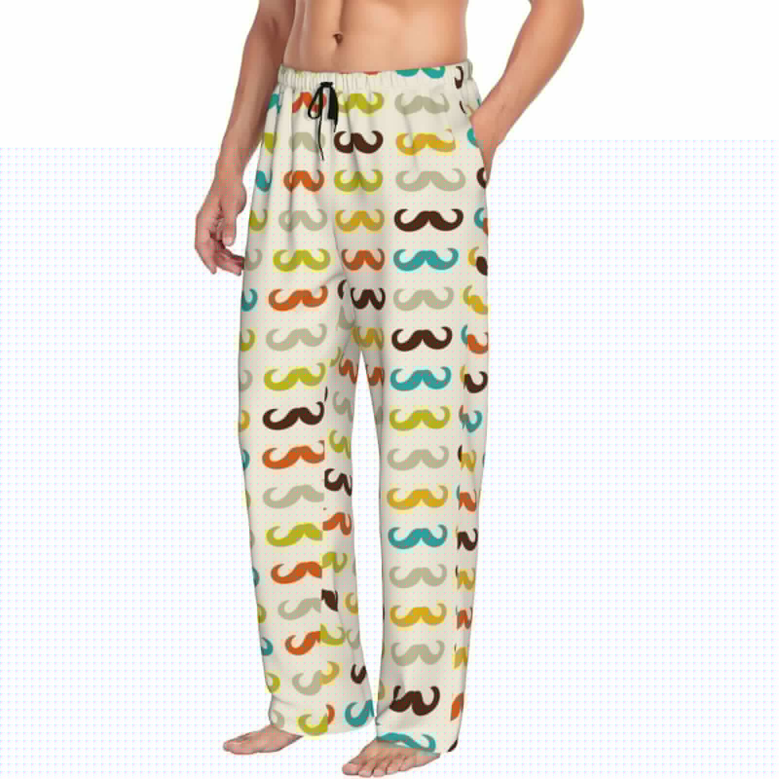 thumbnail image 2 of Easygdp Colorful Mustache Men's Pajama Pant, Sleep Elastic Waistband Lounge Pants - Medium, 2 of 9