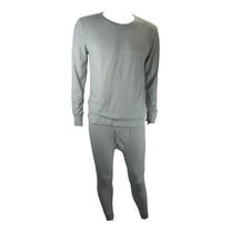 Men's Thermal Base Layer Long Johns Cotton Blend Top And Bottom Set (4XL, Ash)