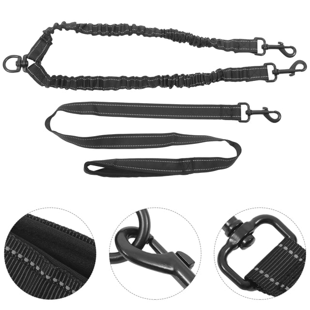 IFANLANDOR Hands Free Black Dog Running Waist Leash with Reflective Threading for Safe Outdoor Walking