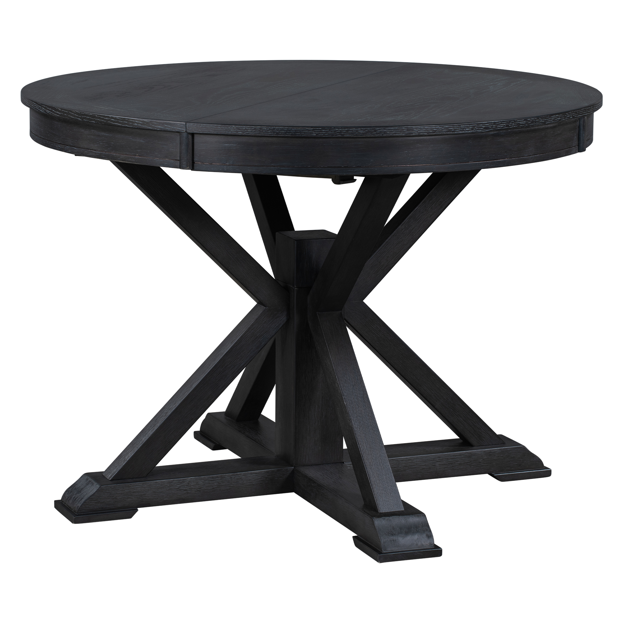 Euroco 42"-54" Extendable Round Dining Table for 4-6, Retro Oval Kitchen Table with Removable Leaves & Storage Shelf for Kitchen Dining Room & Small Apartments,Space Saving,Espresso