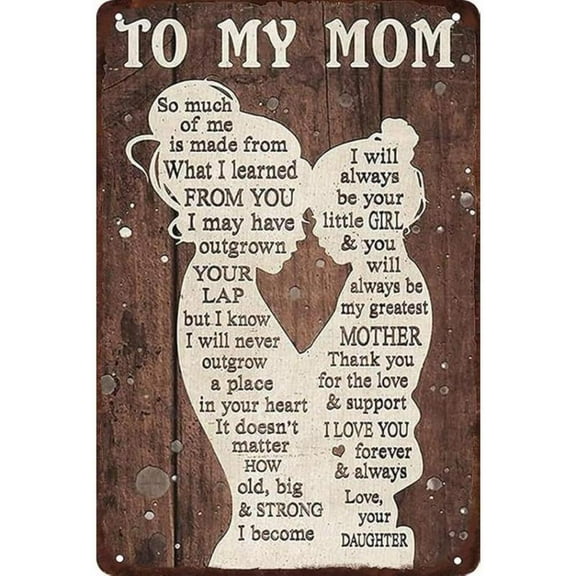 HELLOYOUNG To My Mom Metal Sign, Vintage Retro Poster for Home Decor, Mother's Day Gift for Mom from Daughter