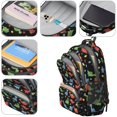 thumbnail image 4 of Dinosaur and Leaf Black Pattern Cute School Backpack Bag with Padded Back and Adjustable Shoulder Straps 16.9 X 12.6 X 5.9 Inches, 4 of 5