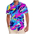 thumbnail image 2 of Men's Hawaiian Beach T Shirts Lapel Button Down Short Sleeve Shirts Men's Summer Casual Printed Turndown Lightweight Cool Comfy Vacation Tee Shirt Blouses, 2 of 6