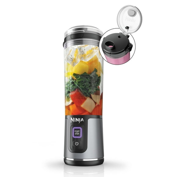 NINJA, Licuadora Portátil Blast, Capacidad de 18 Oz, Ideal para Smoothies y Bebidas Congeladas, Inalámbrica, USB C, Tapa con Boquilla a Prueba de Fugas, Color Negro, BC151BK